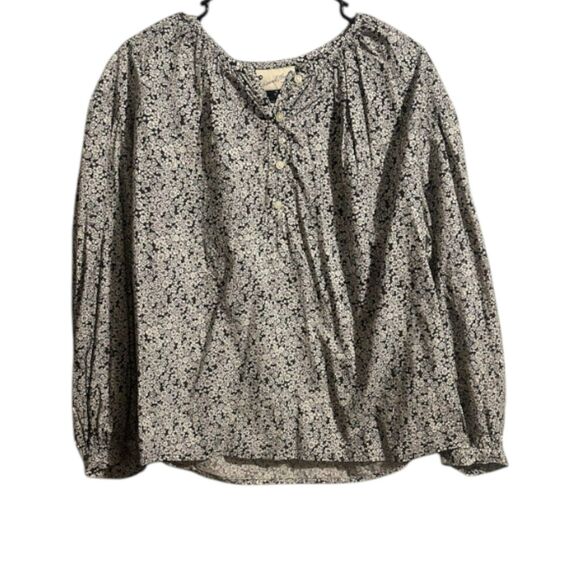 Universal Thread Tops - Universal Thread Cream Floral Long Sleeve Peasant Blouse